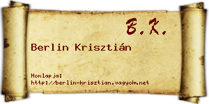 Berlin Krisztián névjegykártya